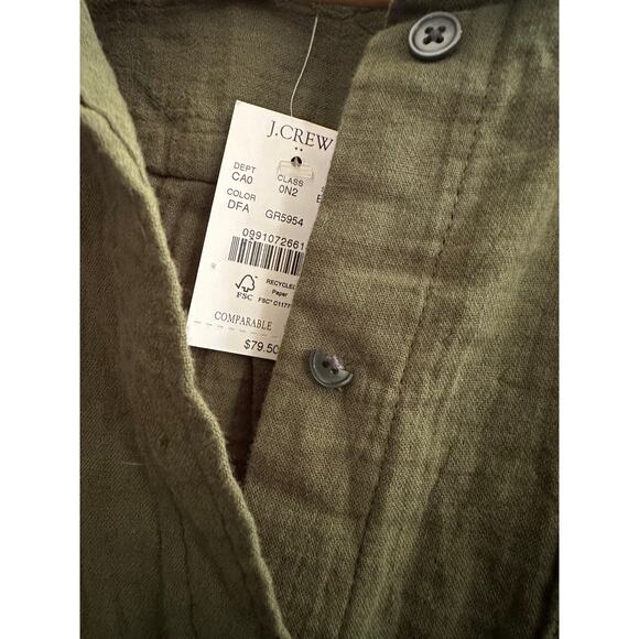 J.Crew Womens Green Linen Button-Up Shirt Size L Long Sleeve Casual Lightweight - Picture 2 of 5